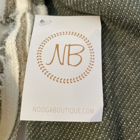 Doe & Rae Green and White Stripped Hoodie. - Picture 9 of 9